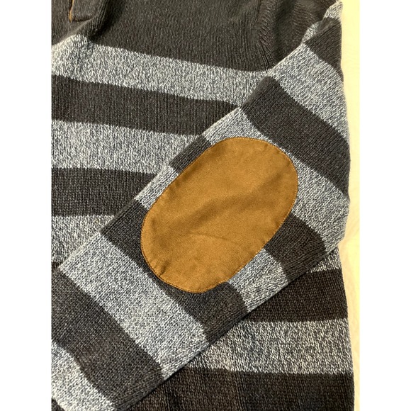 Chaps Old Money Sweater Men's XXL Navy stripe Cotton Pullover Elbow Patches Soft - Picture 7 of 11